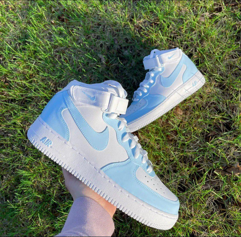 Custom Nike Air Force Mid Baby Blue - Main Image