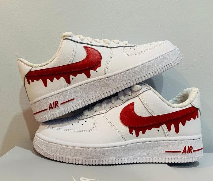 Custom Nike Air Force 1 Red Drip – oicustom