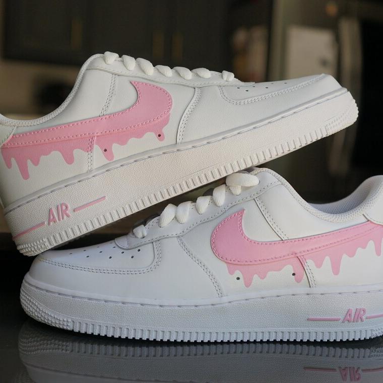Custom Nike Air Force 1 Swoosh Pink- Any Color Drip-oicustom