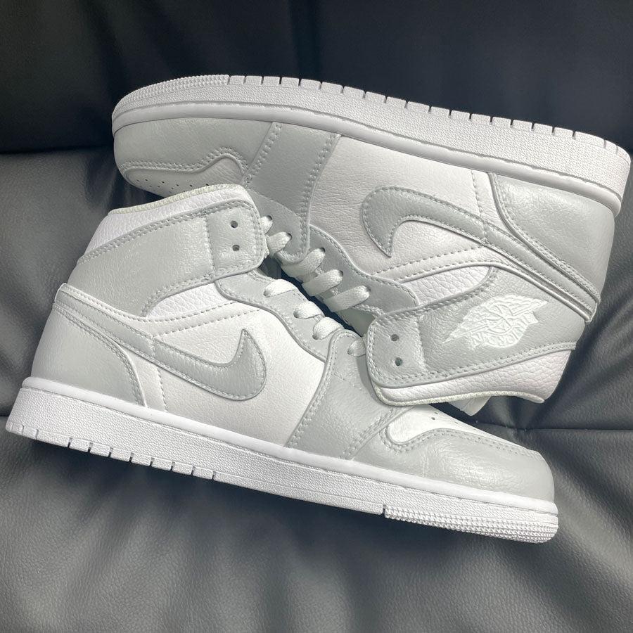 Custom Nike Air Jordan 1 Mid Gray And White-oicustom