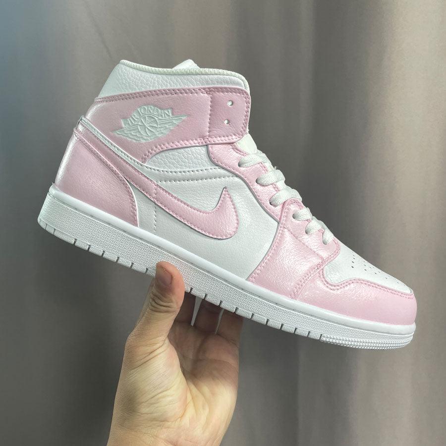Custom Nike Air Jordan 1s Pink White-oicustom