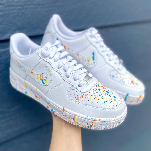 Custom Paint Spatter Nike Air Force Ones-oicustom