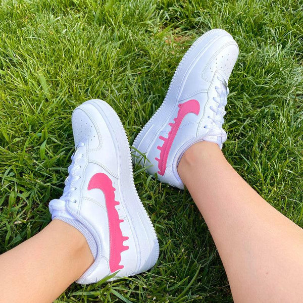 Custom Pink Nike Drip Air Force Ones-oicustom