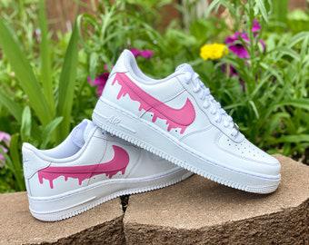 Custom Pink Nike Drip Air Force Ones-oicustom