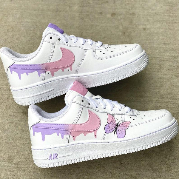 Custom Pink Purple Drip With Butterfly Air Force 1-oicustom