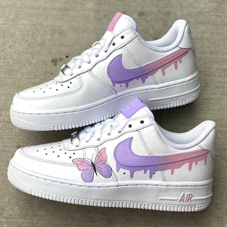 Custom Pink Purple Drip With Butterfly Air Force 1-oicustom