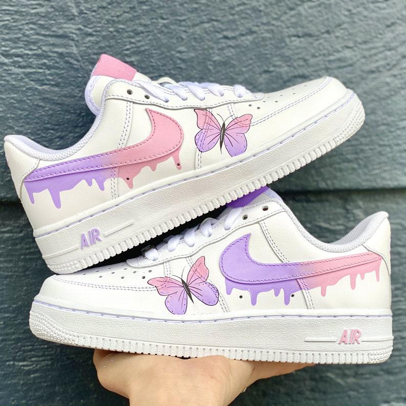 Custom Pink Purple Drip With Butterfly Air Force 1-oicustom