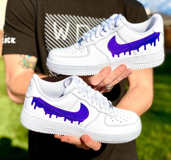 Custom Purple Nike Drip Air Force Ones-oicustom