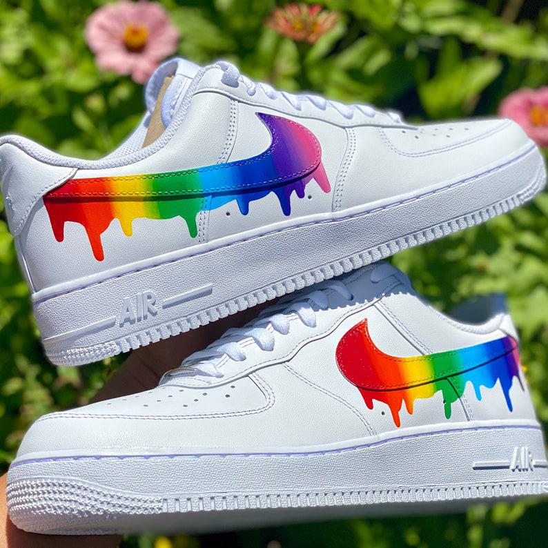 Custom Rainbow Nike Drip Air Force Ones-oicustom