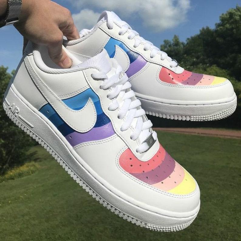 custom sneakers l pastel rainbow nike air force 1-oicustom