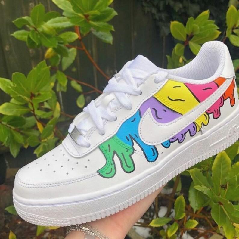 custom sneakers l rainbow drop nike air force 1-oicustom