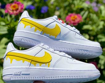 Custom Yellow Nike Drip Air Force Ones-oicustom