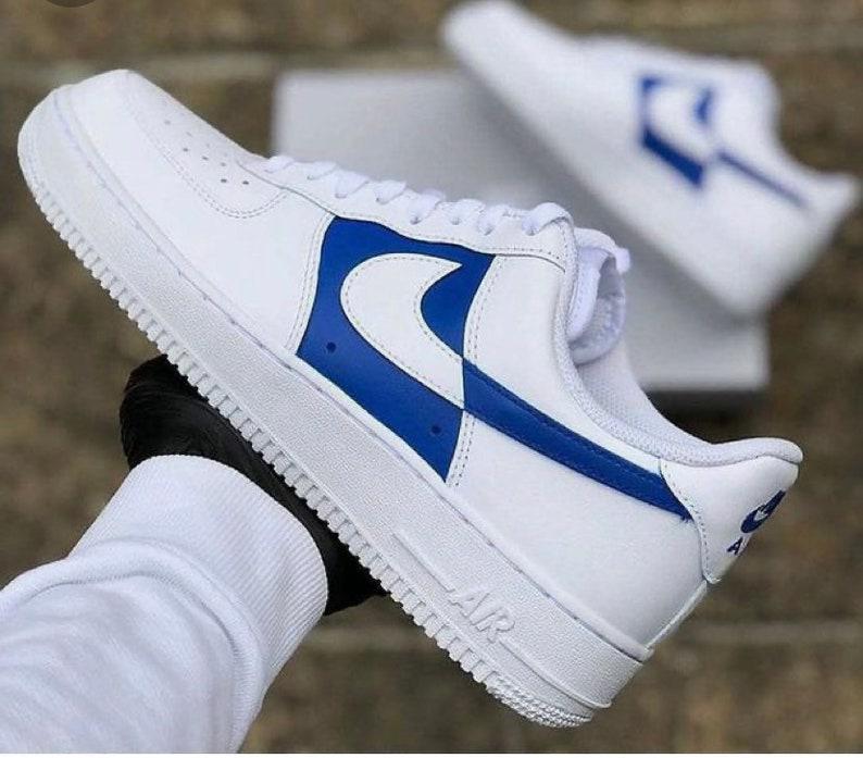 Half Blue Custom Nike Air Force 1s-oicustom