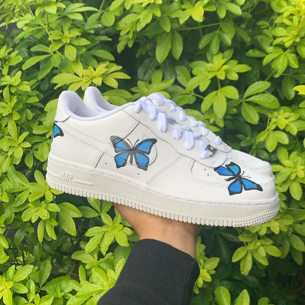 Hand painted Blue Butterfly Air Force 1’s-oicustom