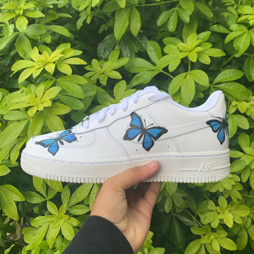 Hand painted Blue Butterfly Air Force 1’s-oicustom