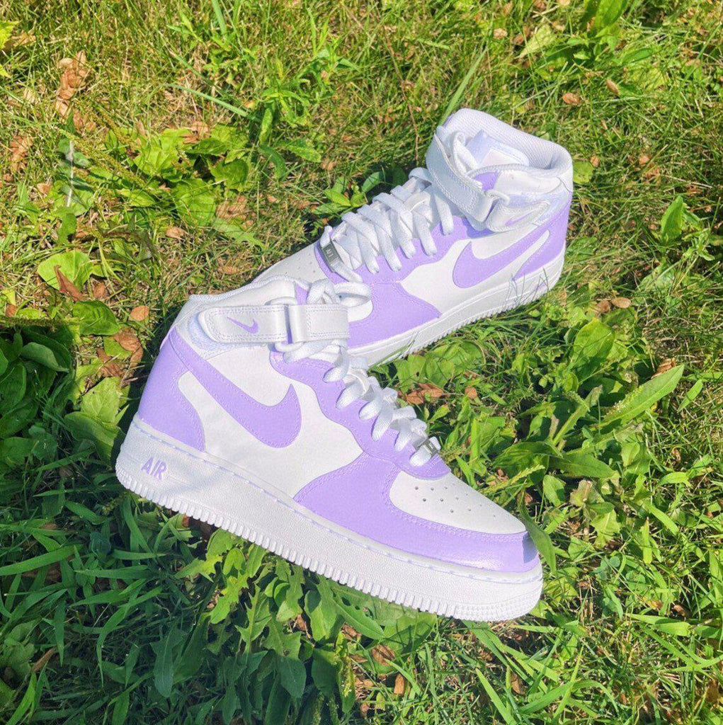 purple high top air forces