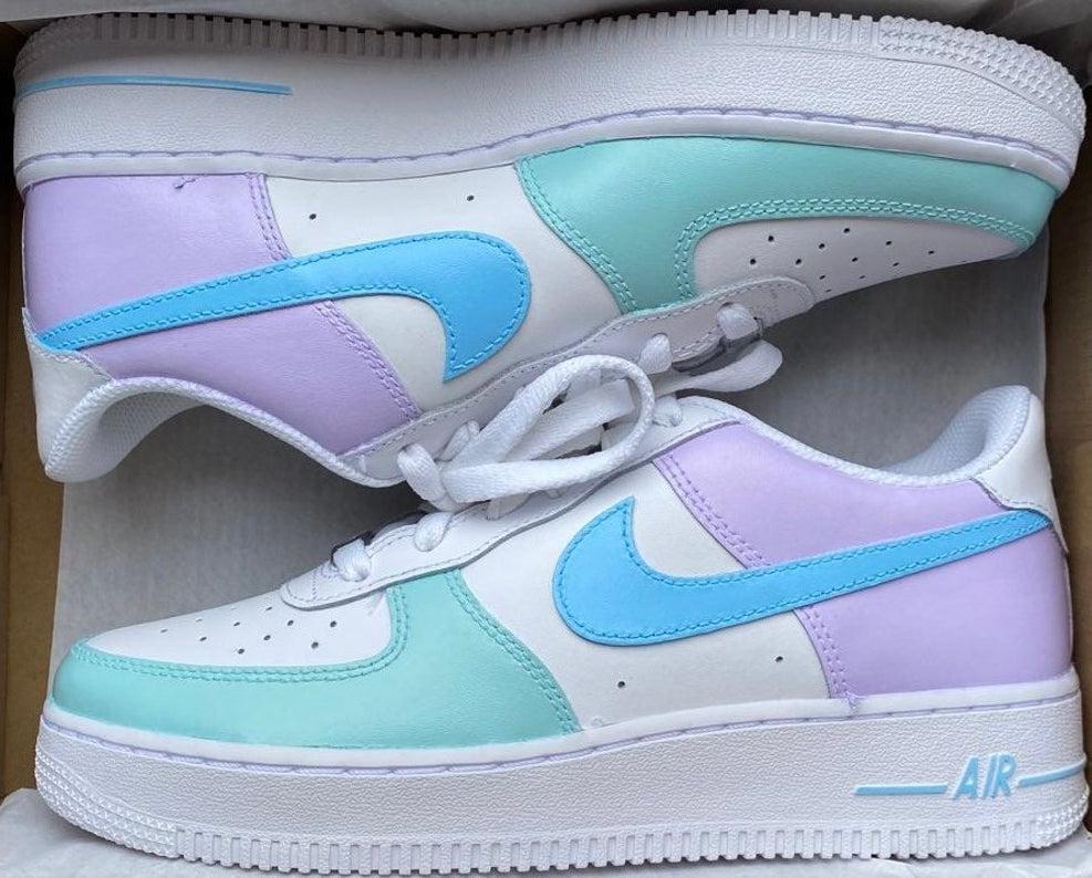 Nike Air Force 1 Blue Green and Purple-oicustom
