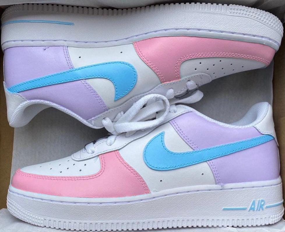Nike Air Force 1 Blue Pink and Purple-oicustom