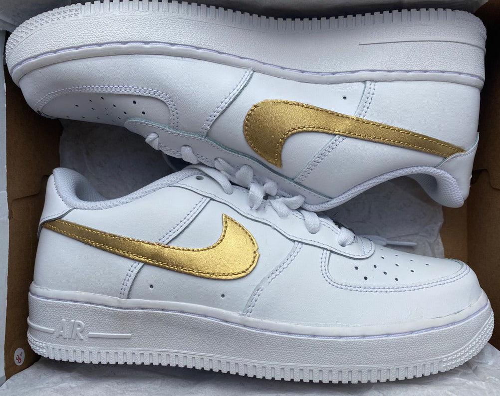 Nike Air Force 1 Gold Tick Design Custom – oicustom