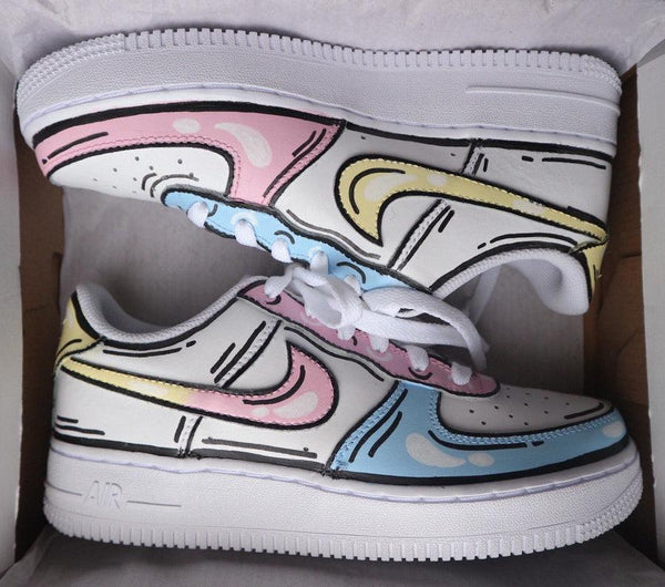 Nike Air Force 1 Pastel Cartoon pink Yellow-oicustom