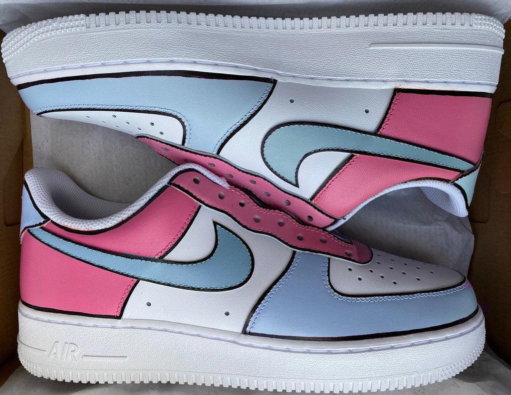 Nike Air Force 1 Pink and Blue Grey-oicustom