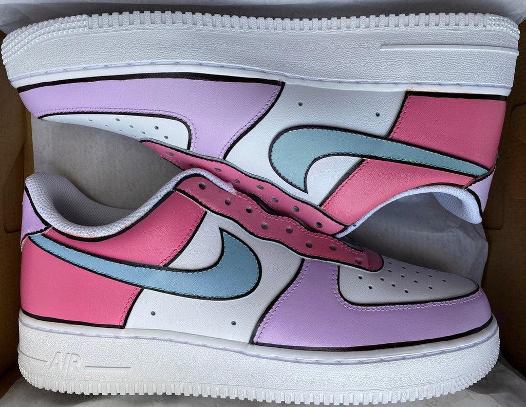 Nike Air Force 1 Pink Blue and Purple-oicustom