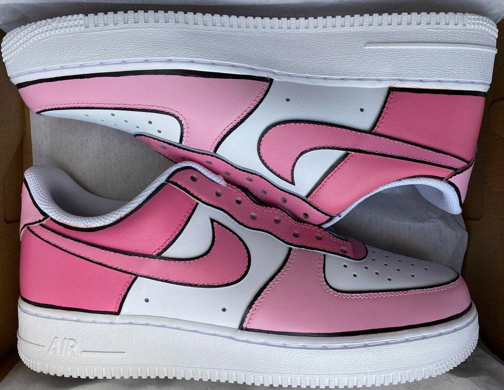 Nike Air Force 1 Pink Outline Colour Block-oicustom
