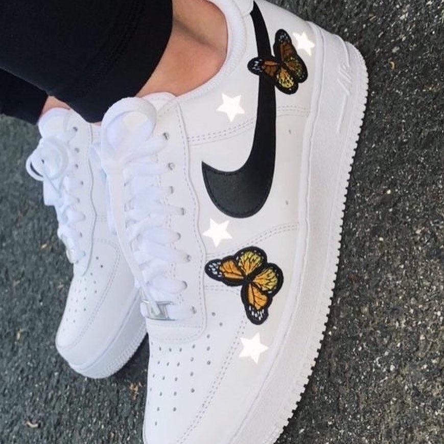 Orange Black Butterfly Air Force 1s-oicustom