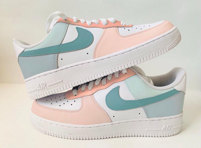 Pink and Bule Custom Air Force 1's water Resistant-oicustom
