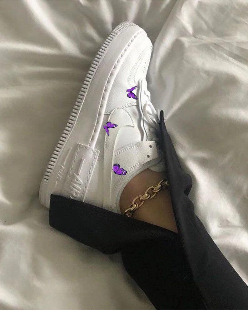 Purple Butterfly Shadow Custom Air Force 1 Hand Painted Sneakers-oicustom