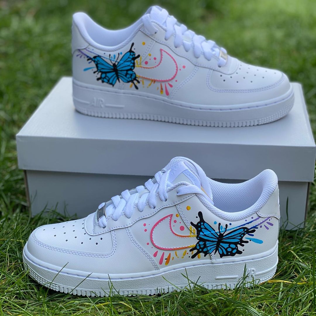 Rainbow Splatter Butterfly Air Force 1s – oicustom