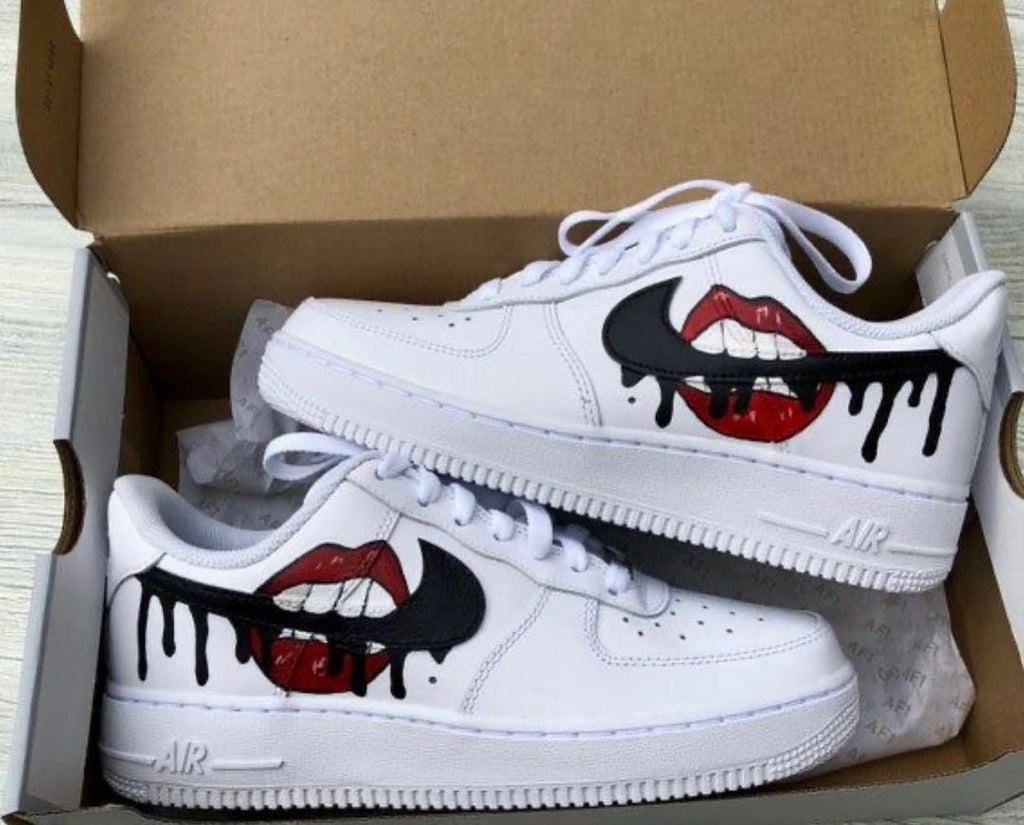 Red Lips Black Drip Air Force 1s-oicustom