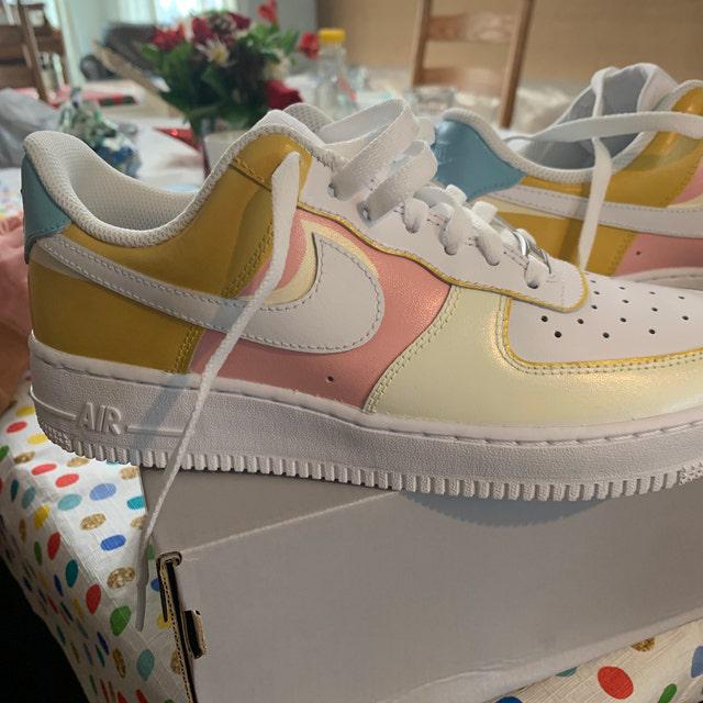 Yellow and Pink Custom Air Force 1's-oicustom